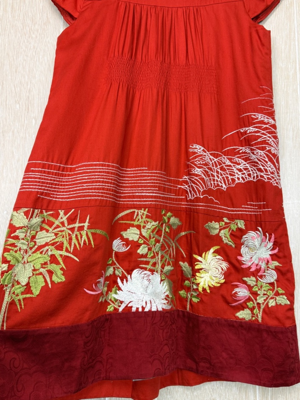 Anthropologie Floreat Red Floral & Crane Mini Dress - Picture 3 of 6